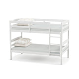 Solid Wood Twin Over Twin Bunk Bed Frame with High Guardrails and Integrated Ladder
