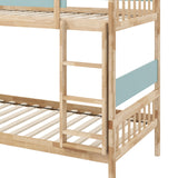 Twin Over Twin Bunk Bed with Ladder and Full-length Guardrails