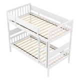 Twin Over Twin Bunk Bed with Ladder and Full-length Guardrails