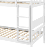 Twin Over Twin Bunk Bed with Ladder and Full-length Guardrails