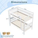 Twin Over Twin Bunk Bed with Ladder and Full-length Guardrails