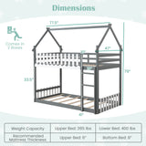 Twin Over Twin Bunk Bed with Fence and Ladder for Kids