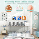 Twin Over Twin Bunk Bed with Fence and Ladder for Kids