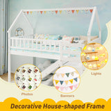 Twin Over Twin Bunk Bed with Slide and Staircase-White