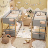 Twin Over Twin Bunk Bed with Ladder Convertible to 2 Twin Beds Toddler Wood Bunk Bed