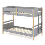 Twin Over Twin Bunk Bed with Ladder Convertible to 2 Twin Beds Toddler Wood Bunk Bed