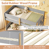 Twin Over Twin Bunk Bed with Ladder Convertible to 2 Twin Beds Toddler Wood Bunk Bed