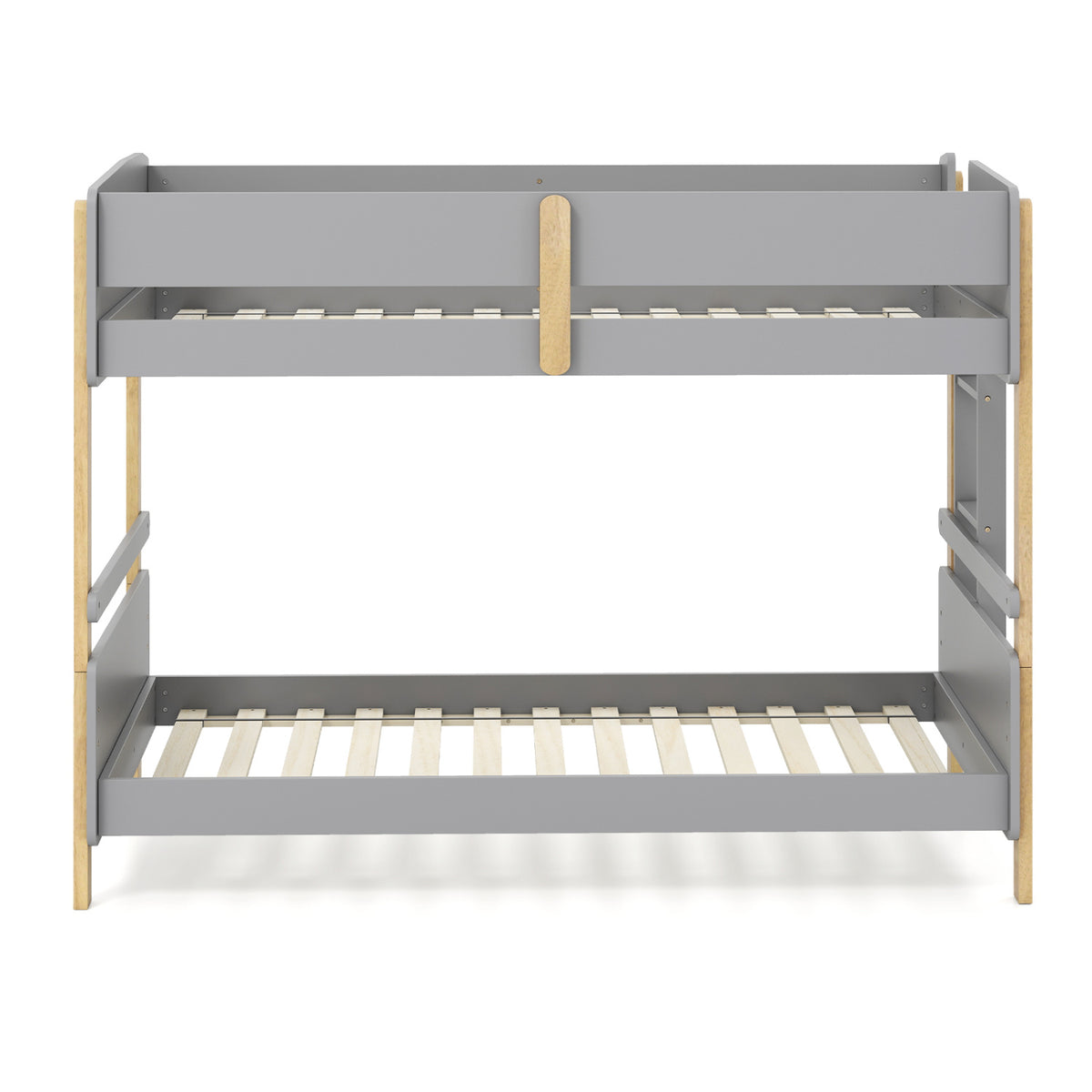Twin Over Twin Bunk Bed with Ladder Convertible to 2 Twin Beds Toddler Wood Bunk Bed