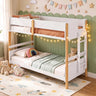 Twin Over Twin Bunk Bed with Ladder Convertible to 2 Twin Beds Toddler Wood Bunk Bed
