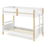 Twin Over Twin Bunk Bed with Ladder Convertible to 2 Twin Beds Toddler Wood Bunk Bed