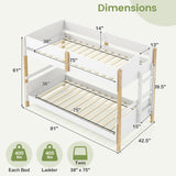 Twin Over Twin Bunk Bed with Ladder Convertible to 2 Twin Beds Toddler Wood Bunk Bed