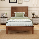 Twin Size Wooden Bed Frame with Headboard and Slat Support