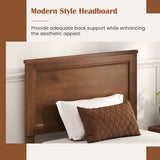 Twin Size Wooden Bed Frame with Headboard and Slat Support
