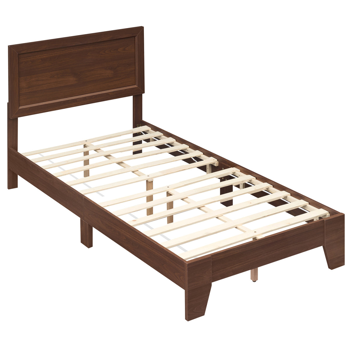 Twin Size Bed Frame with Headboard for Small Room No Box Spring Needed