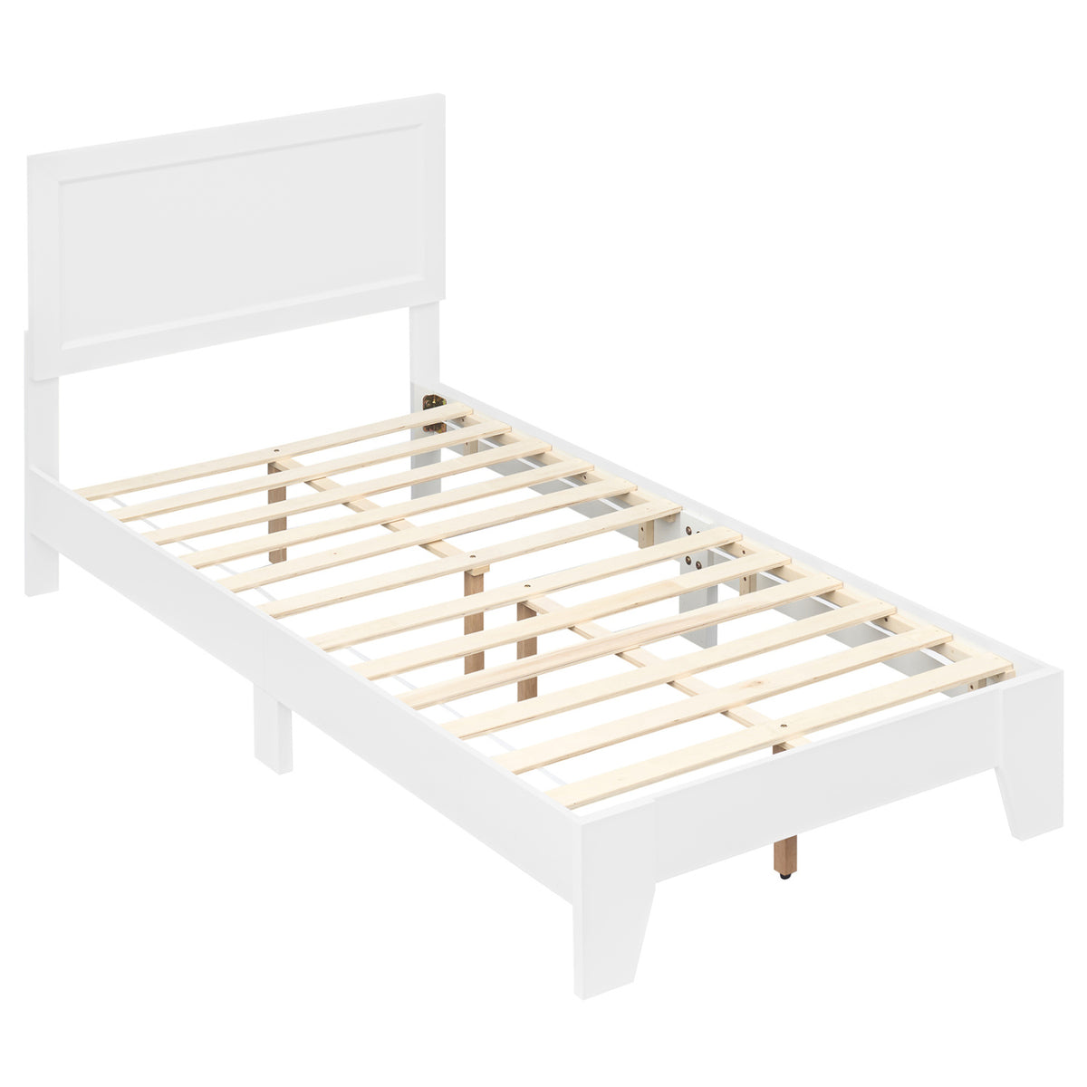 Twin Size Bed Frame with Headboard for Small Room No Box Spring Needed