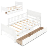 Full/Twin Size Bed Frame with Detachable Guardrails White