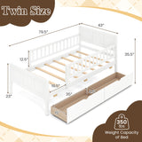 Full/Twin Size Bed Frame with Detachable Guardrails White