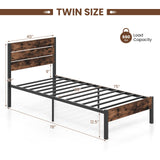 Full/King/Queen/Twin Size Bed Frame with High Headboard and Mute Bar