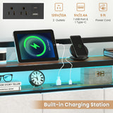 Twin/Full/Queen/King Size Bed Frame with LED Light and Charging Station