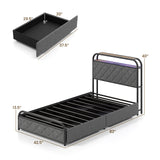 Twin/Full/Queen Size Bed Frame with LED Lights and Charging Station