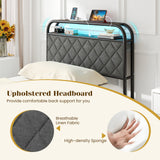 Twin/Full/Queen Size Bed Frame with LED Lights and Charging Station