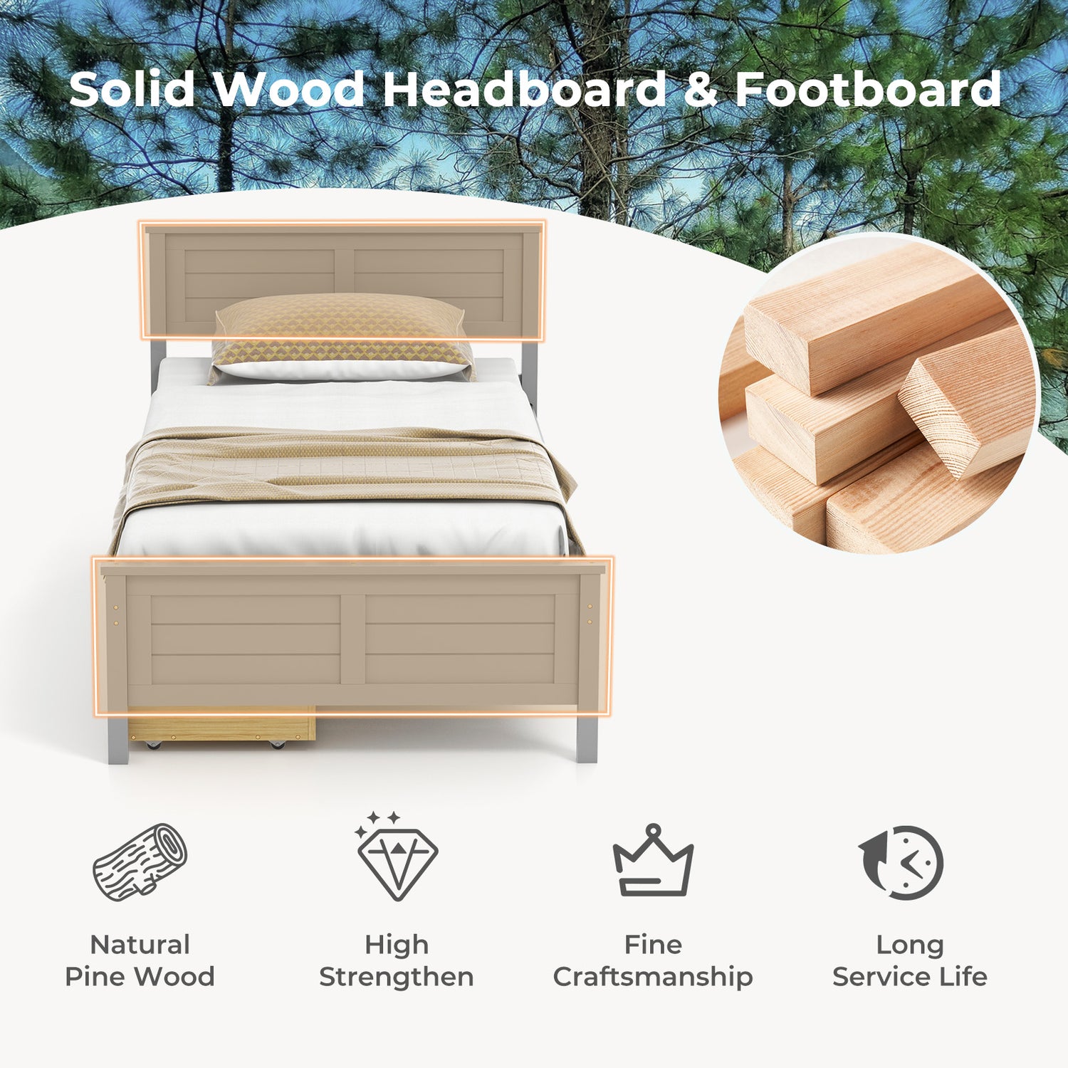 Twin Size Bed Frame with Storage Drawers
