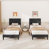 Full/Queen/Twin Size Bed Frame with Vertical Channel Tufted Headboard and Wooden Slats