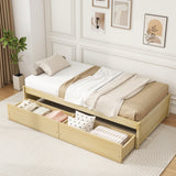 Twin Size Captain Bed with 2 Drawers and Slats Support