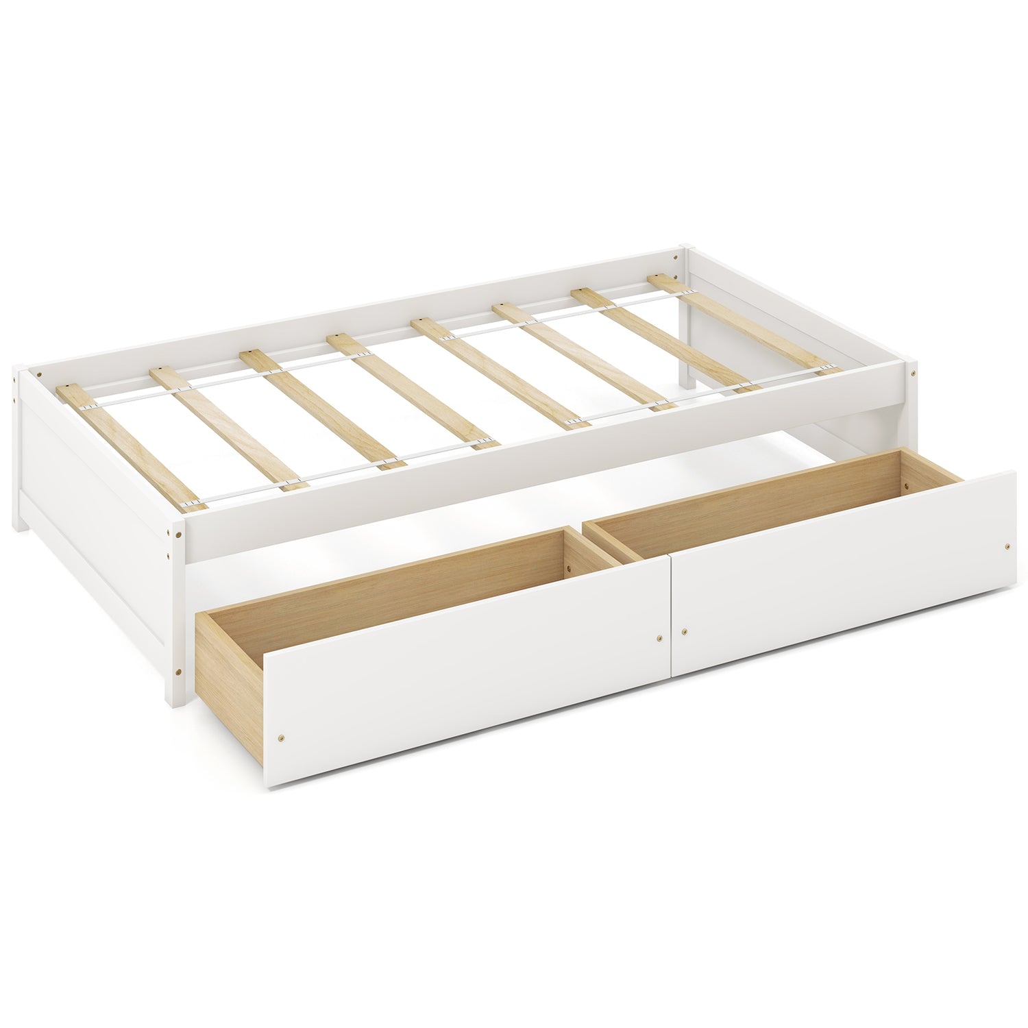 Twin Size Captain Bed with 2 Drawers and Slats Support