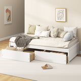 Twin Size Captain Bed with 2 Drawers and Slats Support