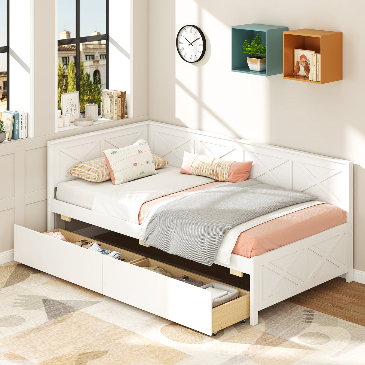 Twin Size Daybed with 2 Storage Drawers No Box Spring Needed