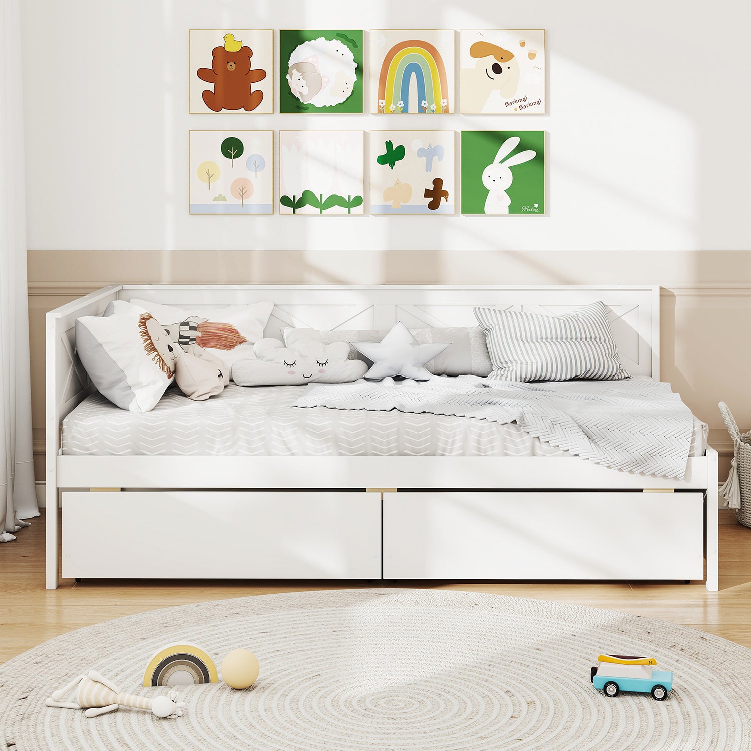 Twin Size Daybed with 2 Storage Drawers No Box Spring Needed