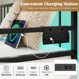 Adjustable Metal Twin Size Daybed with Charging Station and LED Light