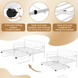 Adjustable Metal Twin Size Daybed with Charging Station and LED Light