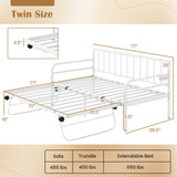 Adjustable Metal Twin Size Daybed with Charging Station and LED Light
