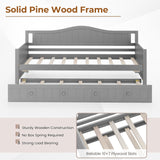 Twin Size Daybed with Trundle and Slats Support on Wheels