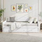 Twin Size Daybed with Trundle and Slats Support on Wheels
