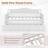 Twin Size Daybed with Trundle and Slats Support on Wheels