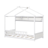 Twin Size House Bed with Storage Shelf and Headboard
