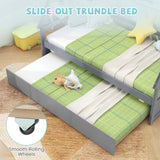 Twin Size House Bed with Trundle and Safety Guardrail