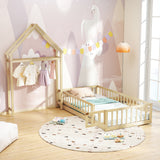 Twin Size House Floor Bed with House-shaped Headboard