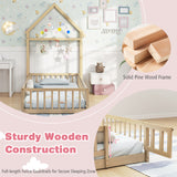 Twin Size House Floor Bed with House-shaped Headboard