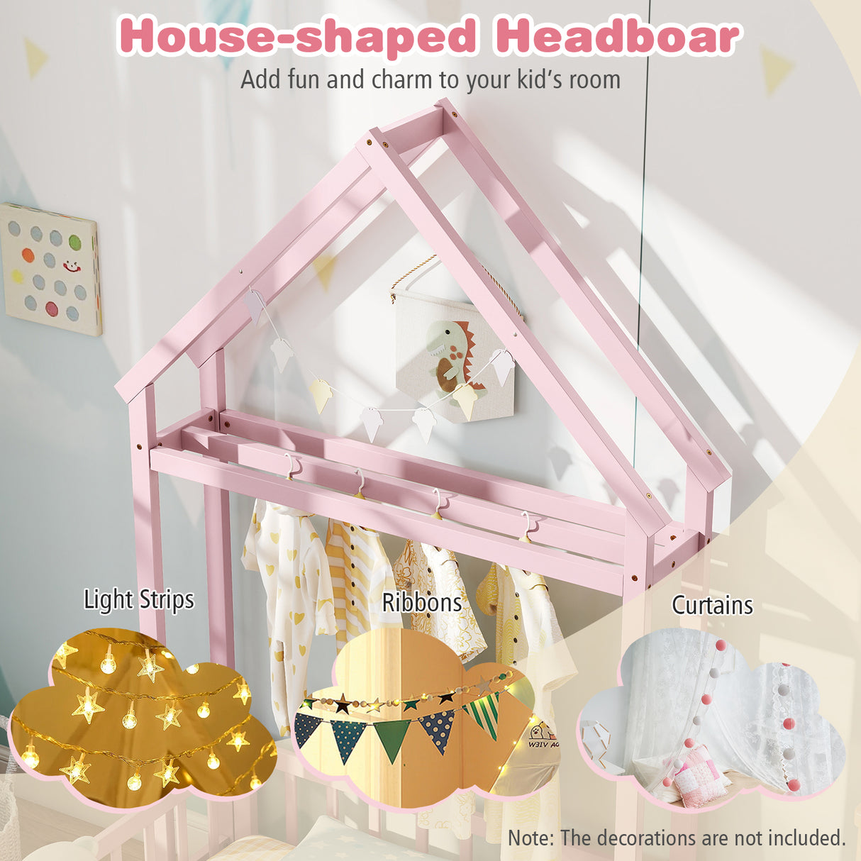 Twin Size House Floor Bed with House-shaped Headboard
