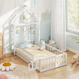 Twin Size House Floor Bed with House-shaped Headboard