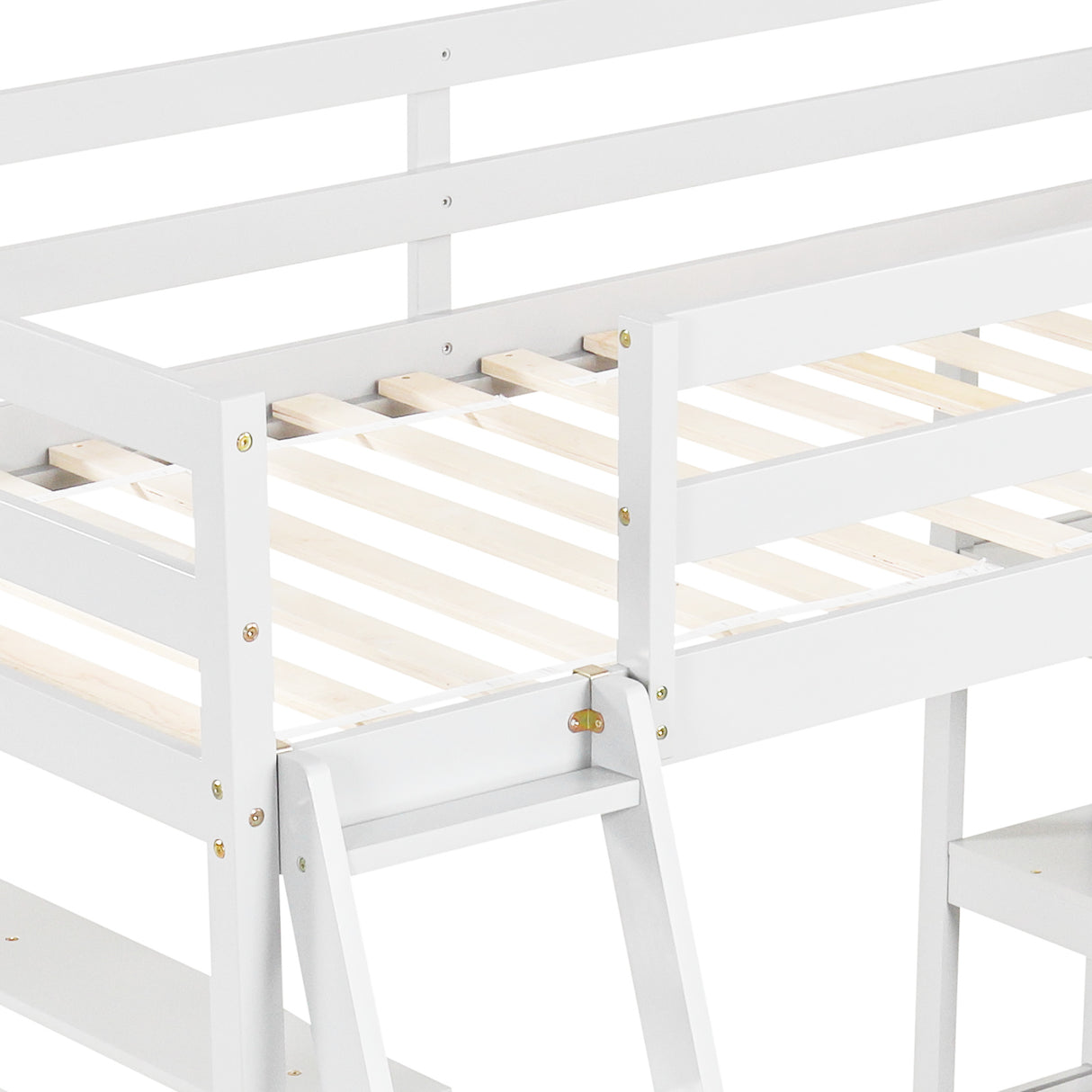 Twin Size Loft Bed with Desk and Bookshelves for Kids and Teens