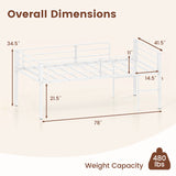 Twin Size Low Loft Bed with Safety Guardrails and 2 Ladders