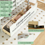 Twin Size Low Loft Bed with 3 Drawers with Ladder and Full-length Guardrails