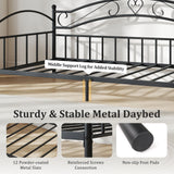 Twin Size Metal Daybed Frame with Headboard for Bedroom