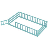Twin Size Kids Wood Montessori Floor Bed with Door and Fence