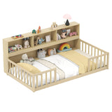 Twin Size Montessori Floor Bed with Bookcase